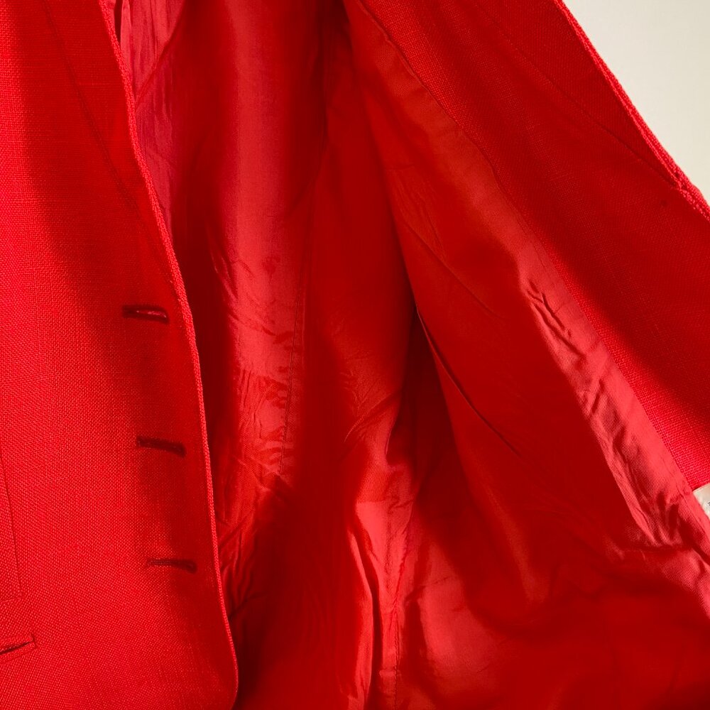 Vintage 1980s Cherry Red Peabody House Short Blazer with Puff Sleeves, Pockets - Picture 8 of 11